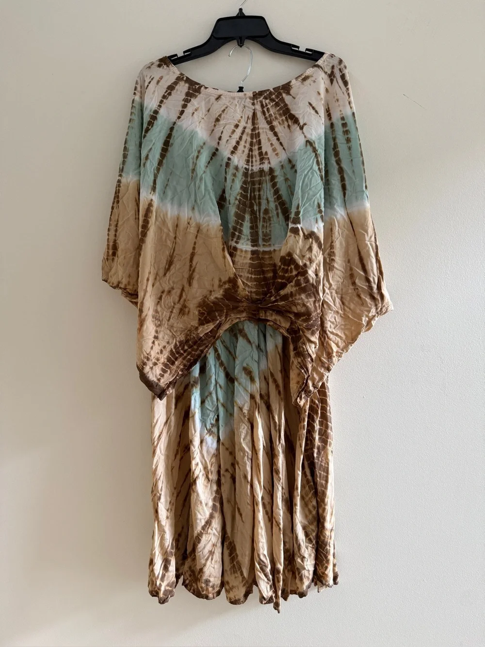 STYLEPARK1 Tie-Dye 2-Piece Tunic Top and Wide Leg Smocked Waist Pants One Size